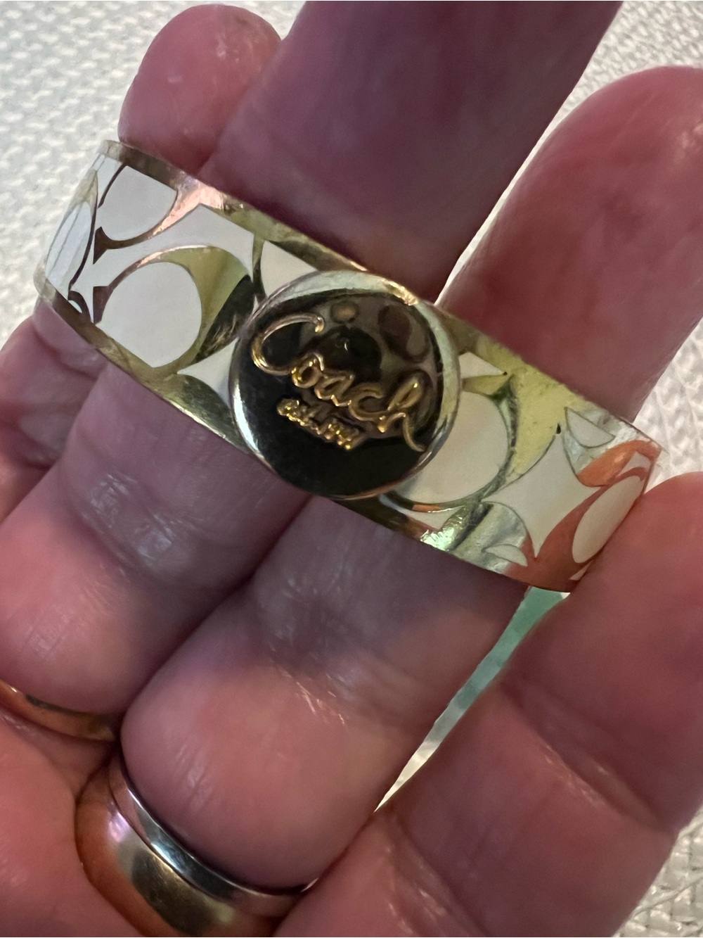 Rare Coach Vintage Signature Gold-Plated Bangle Bracelet